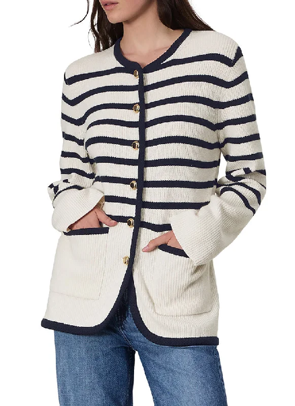 Cardigan in bold knit -Nancy Long Stripe Cardigan