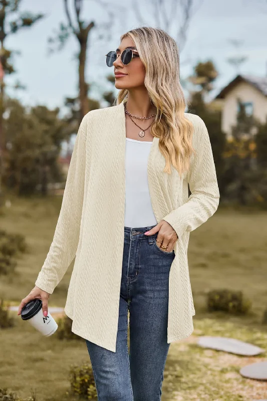 Cardigan in minimalist knit -Open Front Long Sleeve Cardigan