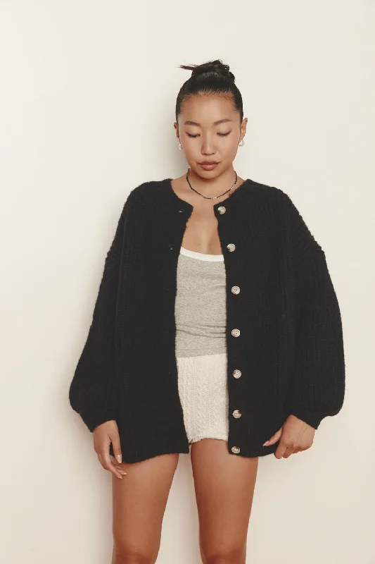 Cardigan for book club -Penelope Knit Cardigan Black