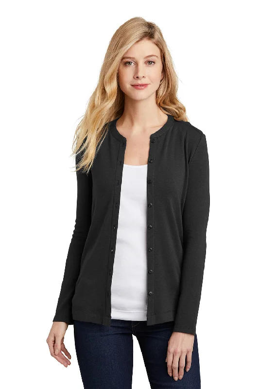 Cardigan with contrast buttons -Port Authority Womens Concept Long Sleeve Cardigan Sweater - Black