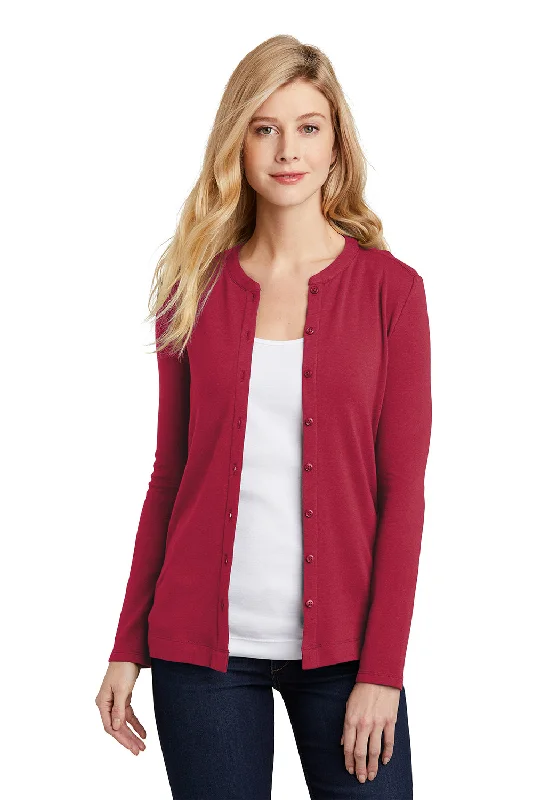 Cardigan for women in navy -Port Authority Womens Concept Long Sleeve Cardigan Sweater - Rich Red