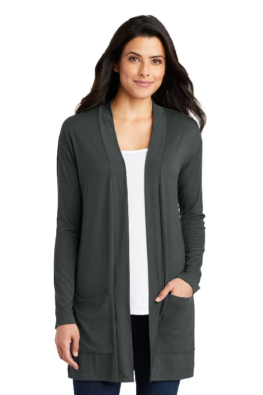 Cardigan for teens in beige -Port Authority Womens Concept Long Sleeve Cardigan Sweater w/ Pockets - Smoke Grey