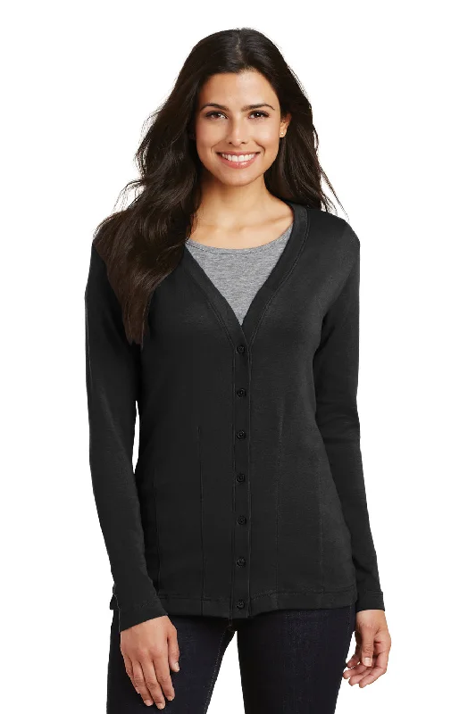 Cardigan for summer -Port Authority Womens Long Sleeve Cardigan Sweater - Black