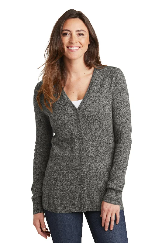 Cardigan in pink -Port Authority Womens Long Sleeve Cardigan Sweater - Warm Grey Marl