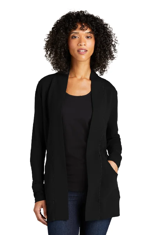 Cardigan in casual knit -Port Authority Womens Microterry Snag Resistant Long Sleeve Cardigan Sweater - Deep Black