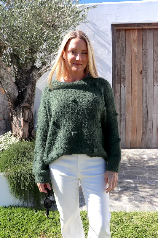 Pullover sweater for craft nights -Promise Sweater in Forest Green