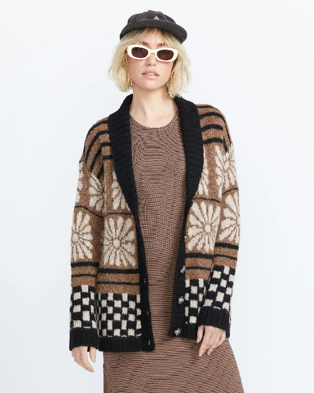 Cardigan in subtle pattern -Rent Free Cardigan - Vintage Brown