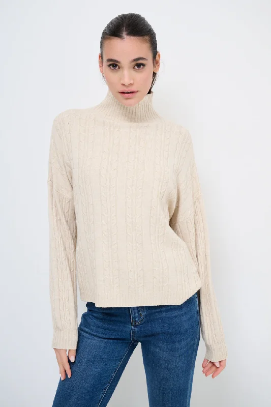 Pullover sweater in cashmere -Soft cable-knit turtleneck sweater wholesale