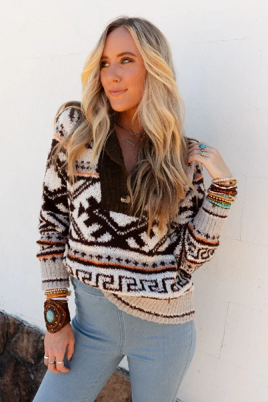 Pullover sweater in fashionable look -Tayanna Turtleneck Sweater - Brown