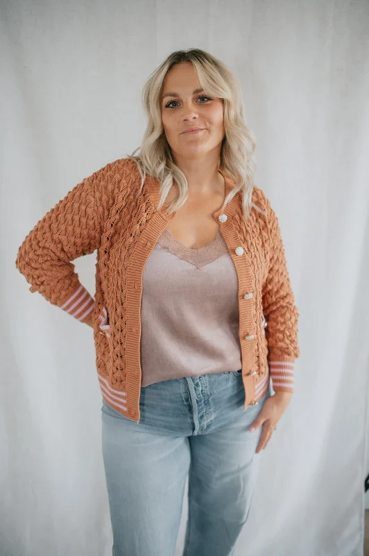 Cardigan with dolman sleeves -The Keenan Cardi by Heartloom - Rust