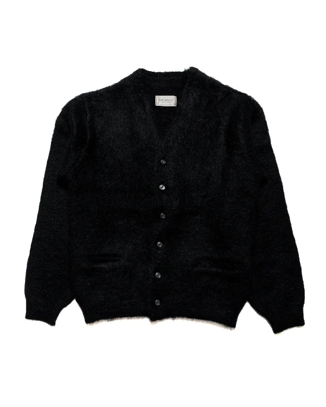 Cardigan with angled hem -The Real McCoy's MC19103 JM Mohair Cardigan Black