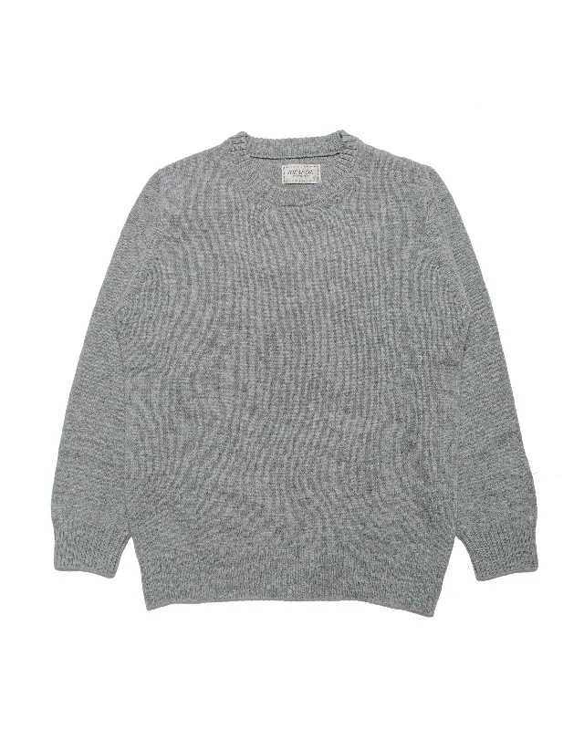 Pullover sweater with eyelet details -The Real McCoy's MC21114 Wool Crewneck Sweater Grey