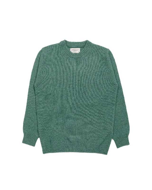 Pullover sweater in cranberry -The Real McCoy's MC21114 Wool Crewneck Sweater Kelly Green