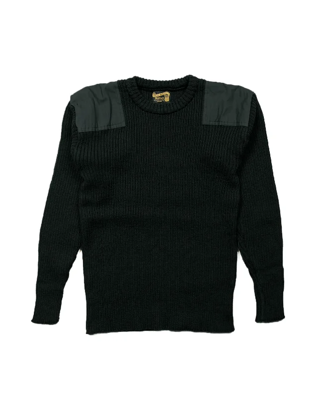 Pullover sweater in versatile style -The Real McCoy's MC23104 Sweater, Service Wool Black