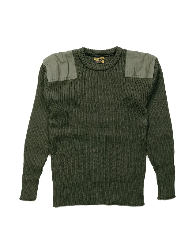 Pullover sweater for kids in blue -The Real McCoy's MC23104 Sweater, Service Wool Olive