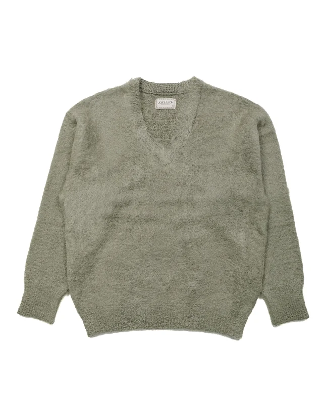 Pullover sweater in casual fit -The Real McCoy's MC23109 JM Mohair V-Neck Sweater Mint