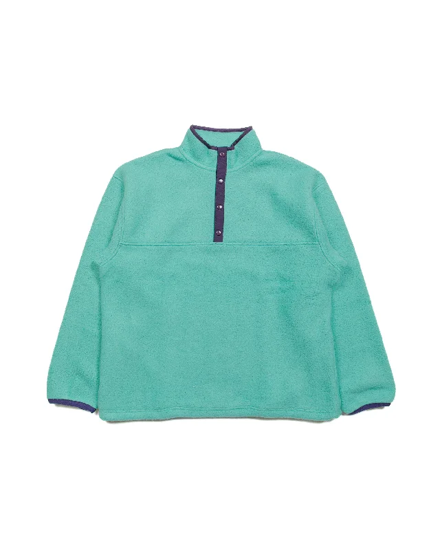 Pullover sweater for autumn hikes -The Real McCoy's MJ23114 Snap Front Pull-Over Fleece Teal