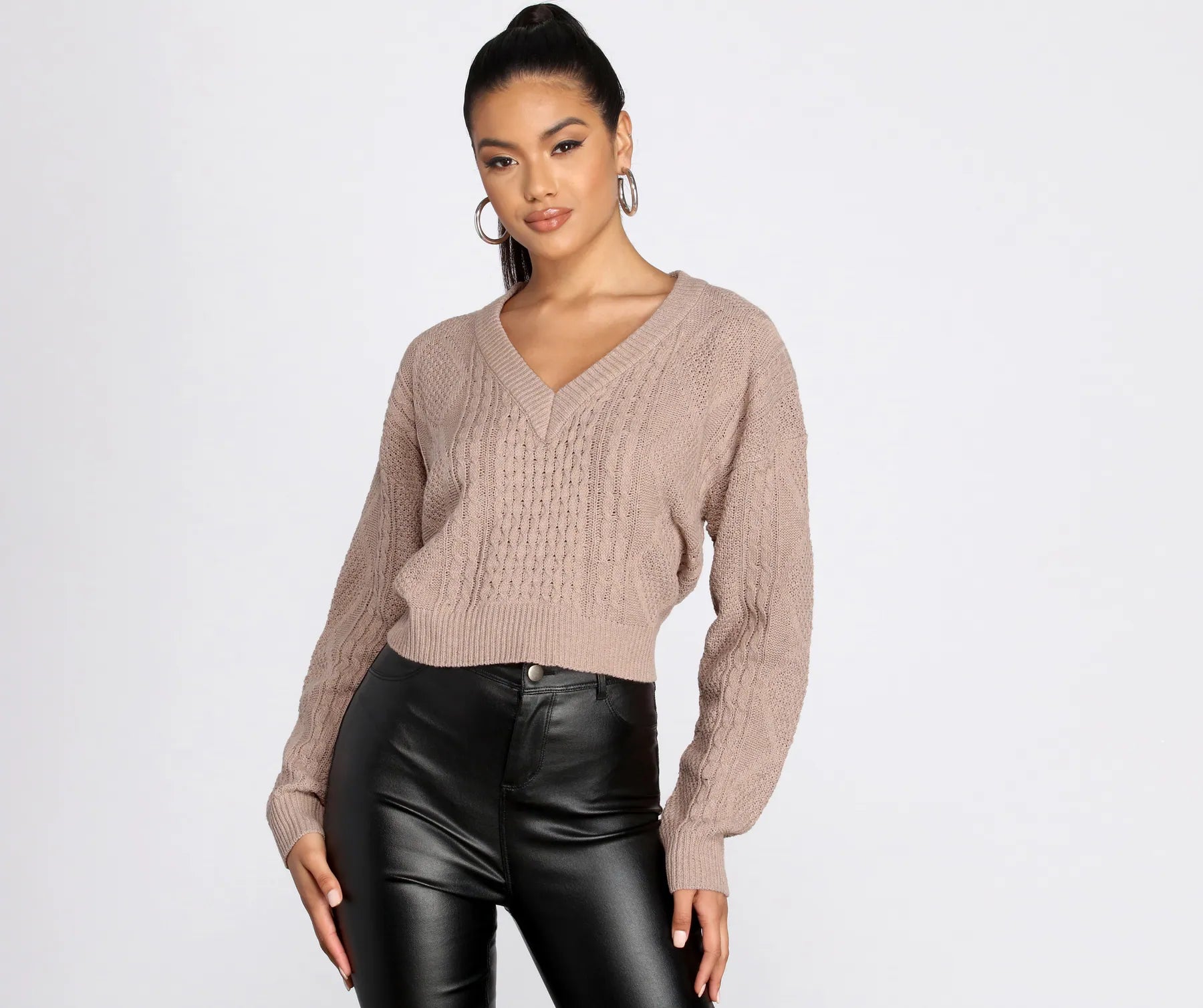 Pullover sweater in casual knit -Tie Back Cropped Sweater