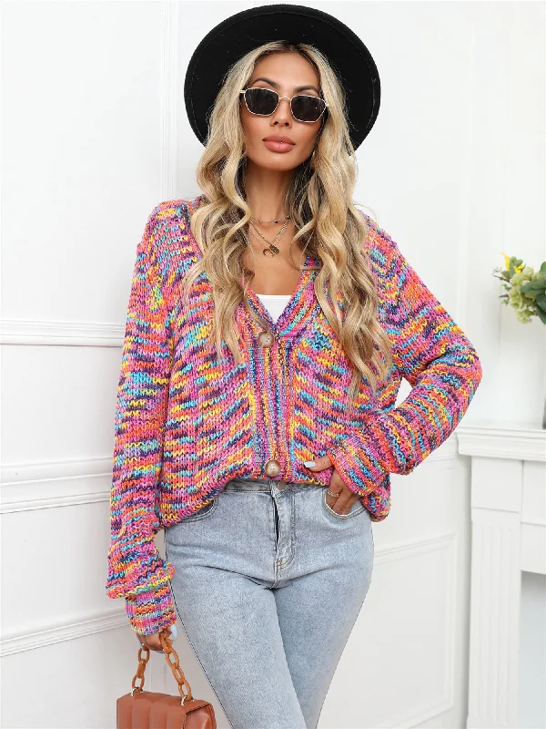 Cardigan with v-neck -V-Neck Long Sleeve Cardigan