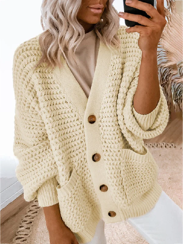 Cardigan with floral pattern -V-Neck Long Sleeve Cardigan