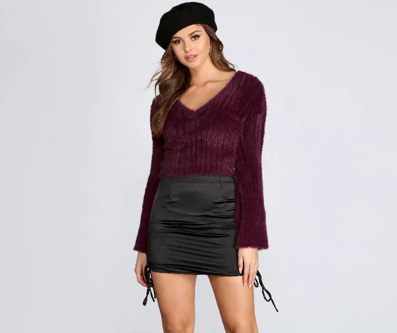 Pullover sweater in elegant style -Worth The Wait Faux Fur Pullover Sweater