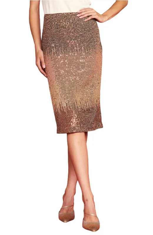 Black workout crew Skirts-Amber Ombre Sequin Midi Skirt In Brown