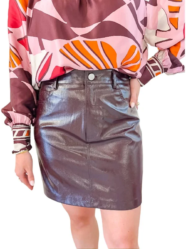 Red recycled Skirts-Bordeaux Mini Skirt In Brown