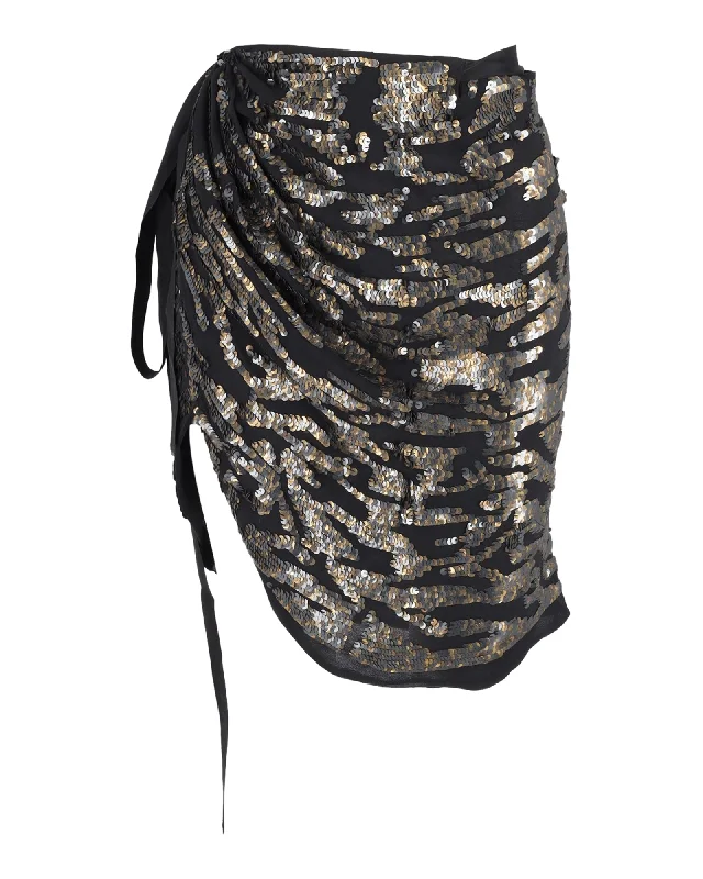 Black dance Skirts-Isabel Marant Sequined Mini Skirt in Black Silk