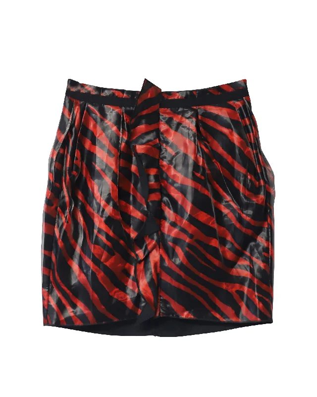 Gray industrial Skirts-Isabel Marant Yelena Animal Print Mini Skirt in Red Polyester