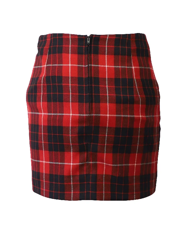 Long white Skirts-Jean Paul Gaultier Plaid Skirt in Red Wool