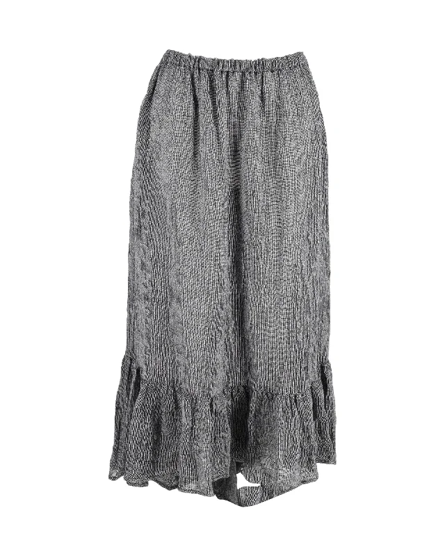 Low-waist trendy Skirts-Lisa Marie Fernandez Asymmetric Midi Skirt in Grey Linen