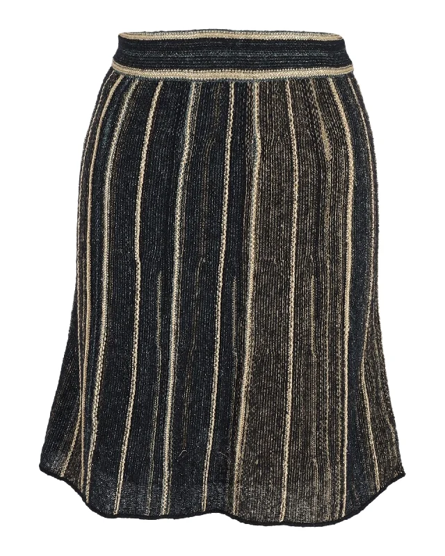 Midi modern Skirts-Missoni Stripe Metallic Skirt in Black Viscose