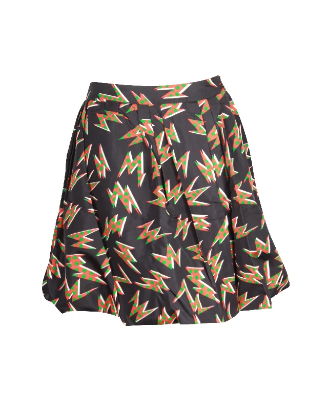 Tailored gray Skirts-Miu Miu Printed Mini Skirt in Black Silk