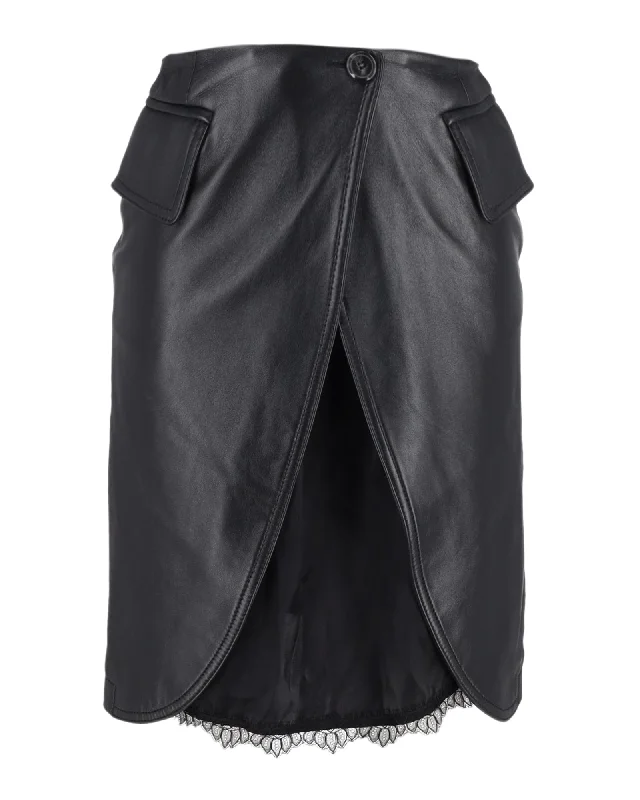 Red workout Skirts-MM6 Maison Margiela Open-Front Skirt in Black Leather