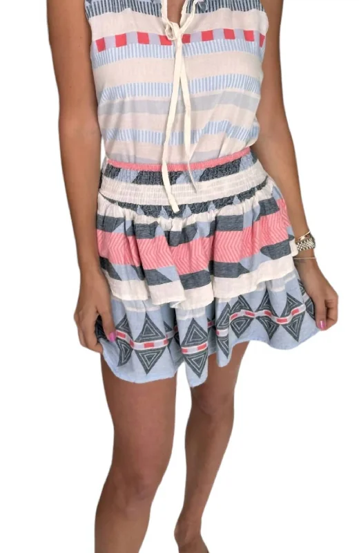 Pink unique graphic Skirts-Rochelle Skirt In Blue