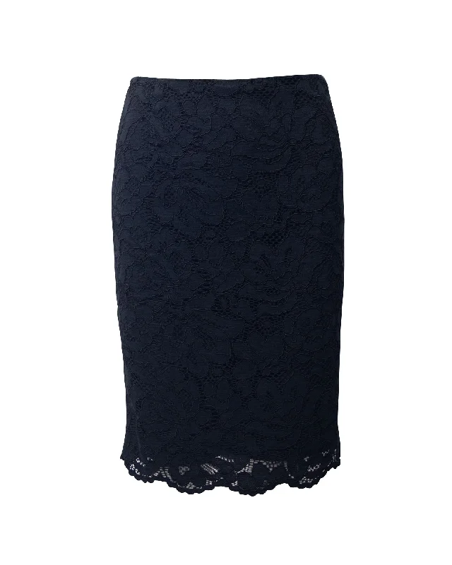 Tall gray Skirts-Sandro Paris Lace Pencil Skirt in Black Cotton