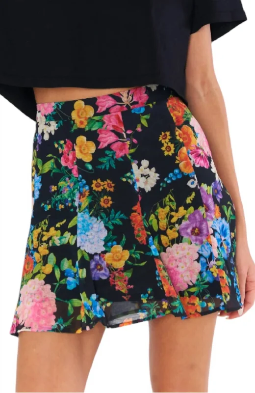 Purple game day Skirts-Skater Mini Skirt In Floral