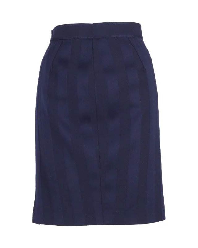 Gray golf Skirts-Thierry Mugler Stripe Skirt in Blue Wool