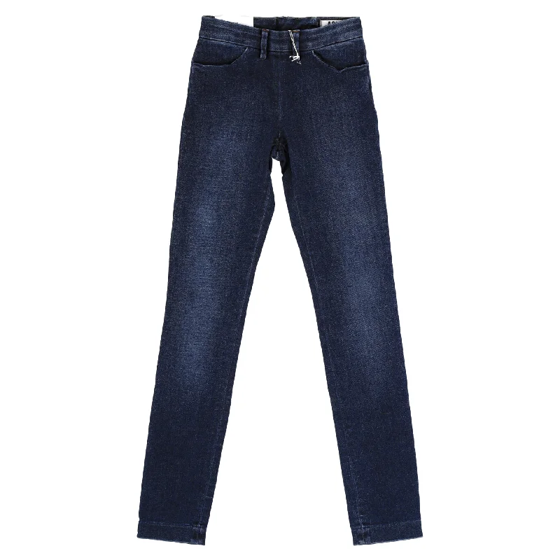 Pink dense Pants-Acne Studios Back Zipped Straight-Leg Jeans in Blue Cotton Denim