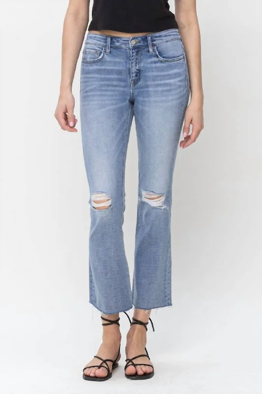 Gray subtle-fade Pants-Alice Mid Rise Kick Crop Flare In Light Wash