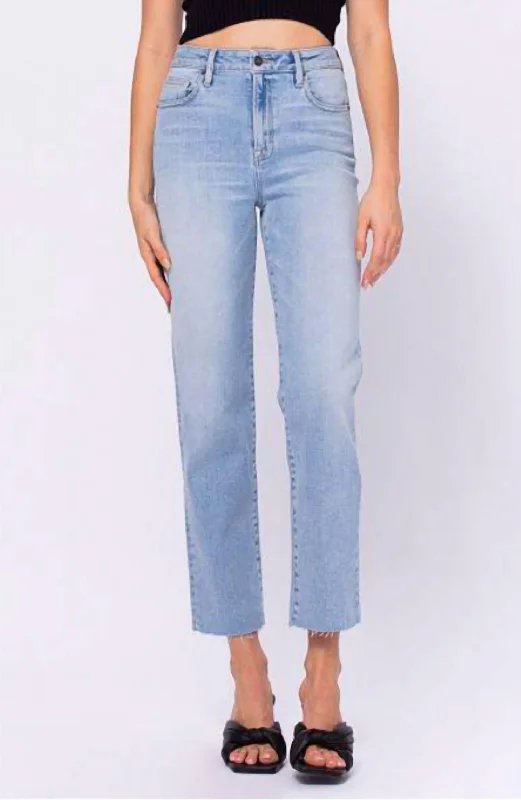 Gray group unity Pants-Beachin' Cropped High Rise Straight Jean In Super Light