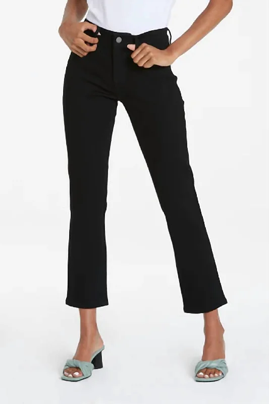 Purple dazzling Pants-Blair Mid Rise Straight Ankle Jeans In Black Arrow