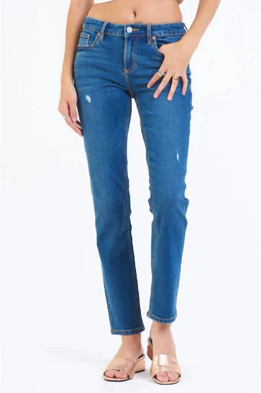 Red recycled Pants-Blaire High Rise Slim Straight Jeans In St. Tropez