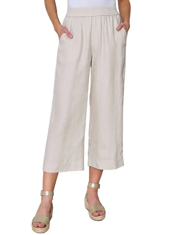 High-waist straight Pants-City Pants In Flax