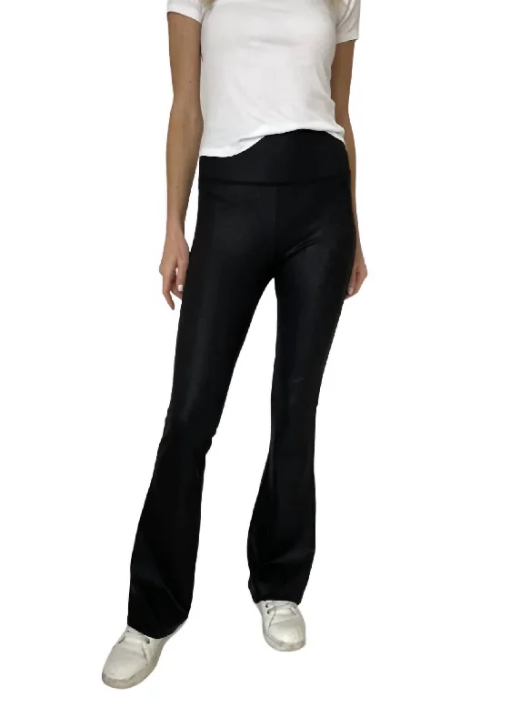 White flared Pants-Coated Flare Pant In Black