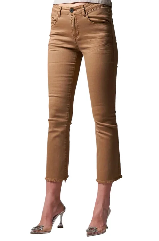 Blue vibrant Pants-Deedee Cropped Slim Bootcut Jean In Camel