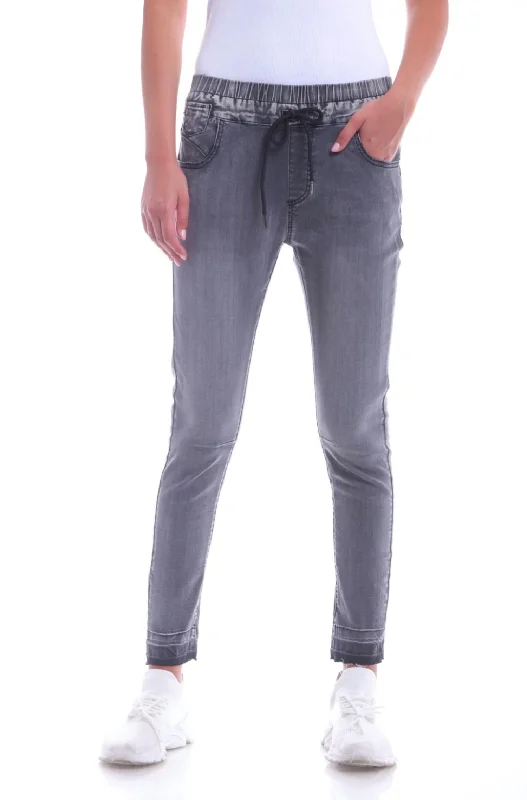 Pink rock gig Pants-Denim Jogger Pants In Washed Black