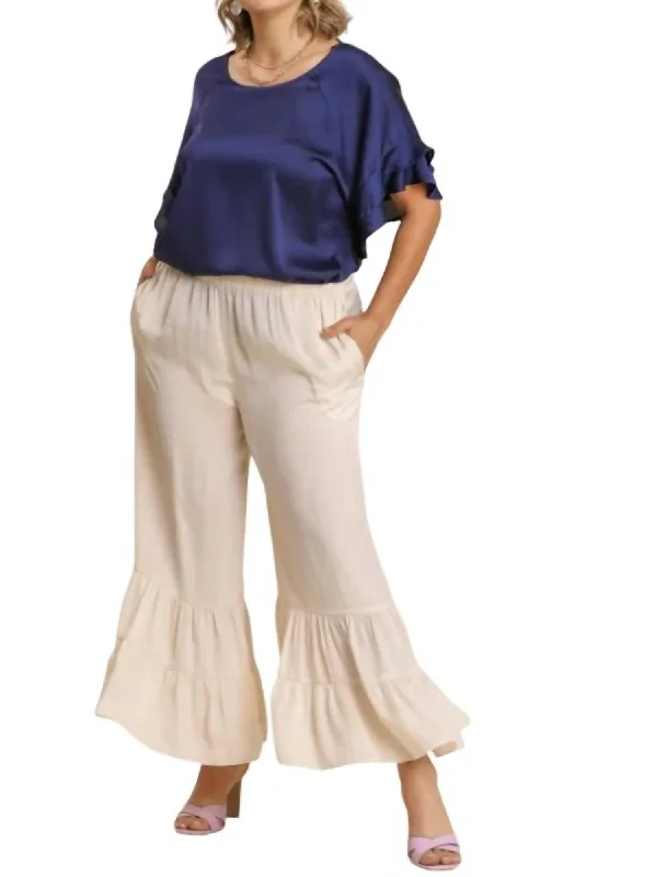 Gray rugged print Pants-Fashionable Fave Pants In White