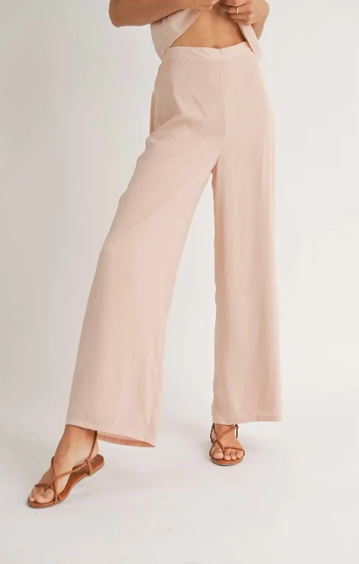 Yellow Thanksgiving Pants-Fast Lane Wide Leg In Blush