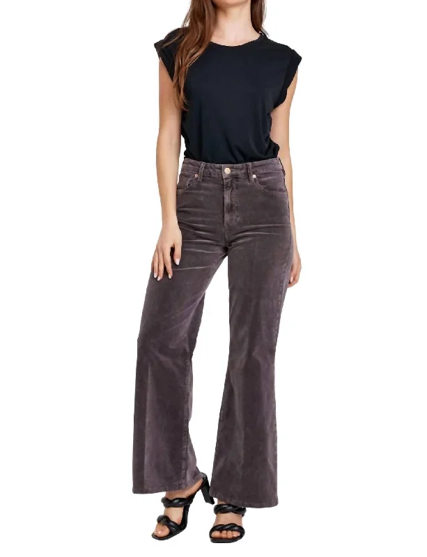 Green camo Pants-Fiona Cord High Rise Wide Leg Jeans In Espresso